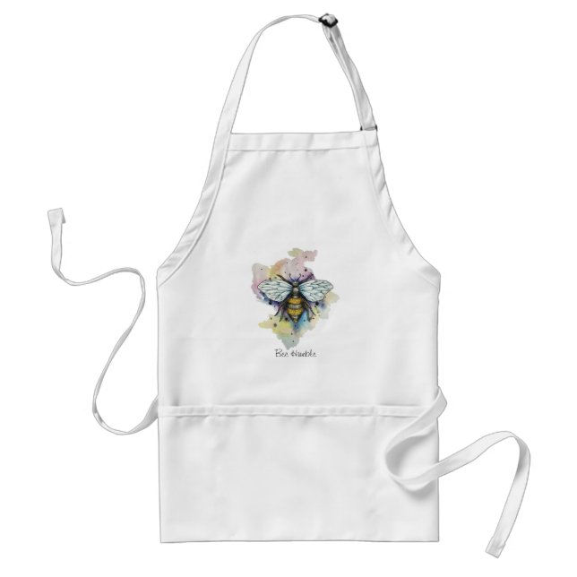 Cute Bee And Rainbow Wash Adult Apron (Front)