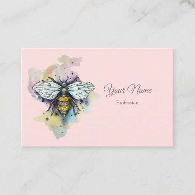 Cute Bee And Rainbow Wash Business Card (Front)