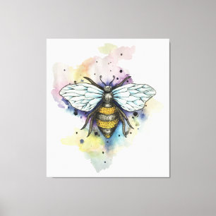 Cute Bee And Rainbow Wash Canvas Print