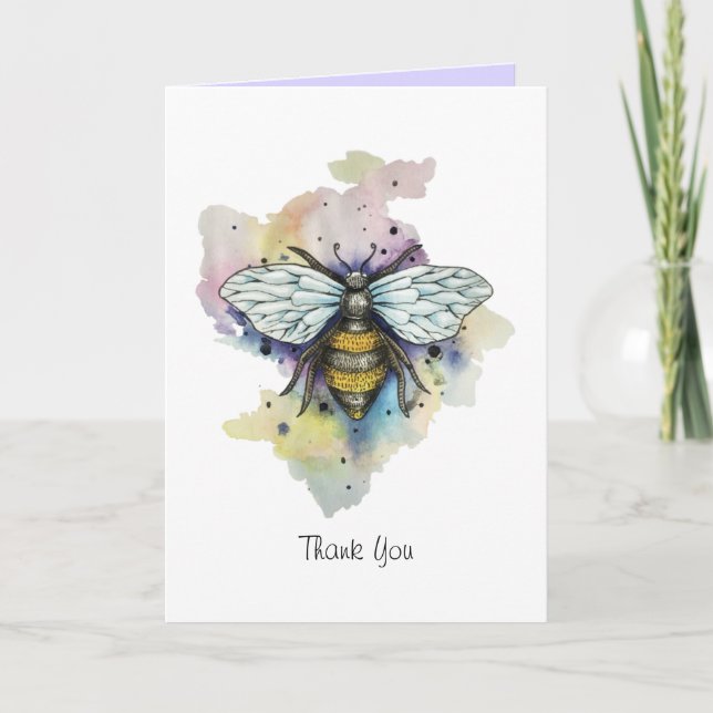 Cute Bee And Rainbow Wash Card (Front)