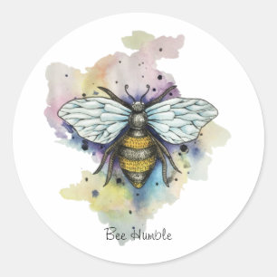 Cute Bee And Rainbow Wash Classic Round Sticker
