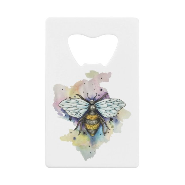 Cute Bee And Rainbow Wash Credit Card Bottle Opener (Front)