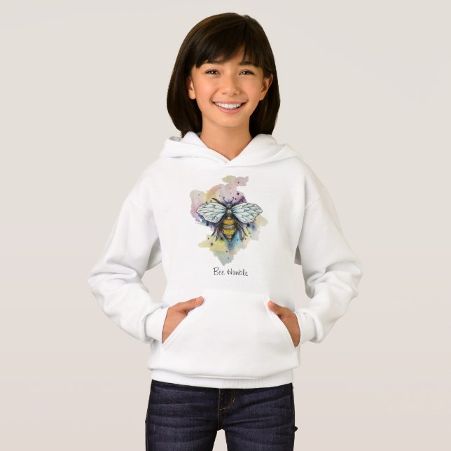 Cute Bee And Rainbow Wash Hoodie (Front Full)