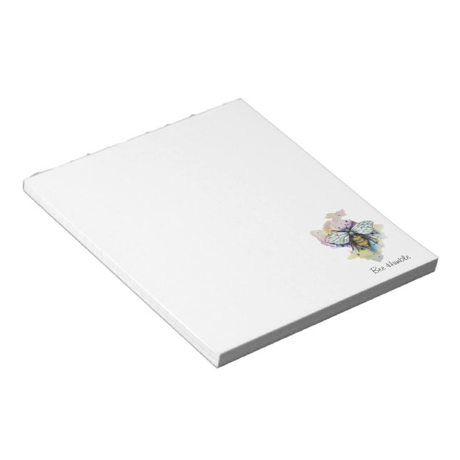 Cute Bee And Rainbow Wash Notepad (Angled)