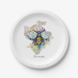 Cute Bee And Rainbow Wash Paper Plates