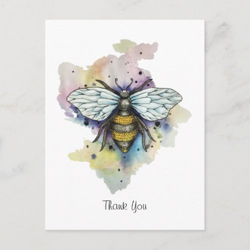Cute Bee And Rainbow Wash Postcard