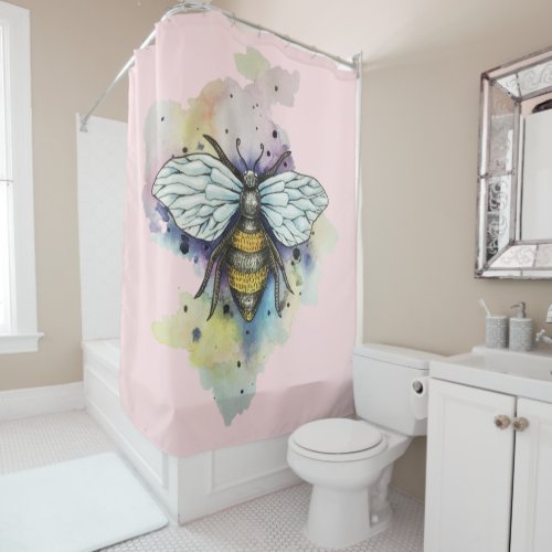 Cute Bee And Rainbow Wash Shower Curtain