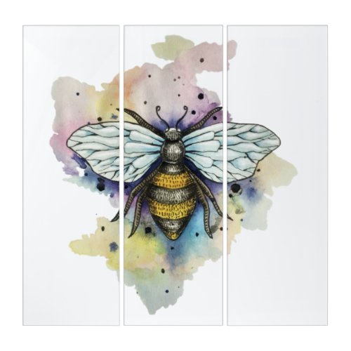 Cute Bee And Rainbow Wash Triptych