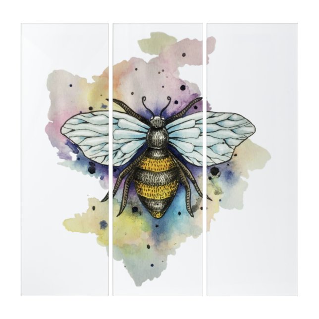 Cute Bee And Rainbow Wash Triptych (Front)