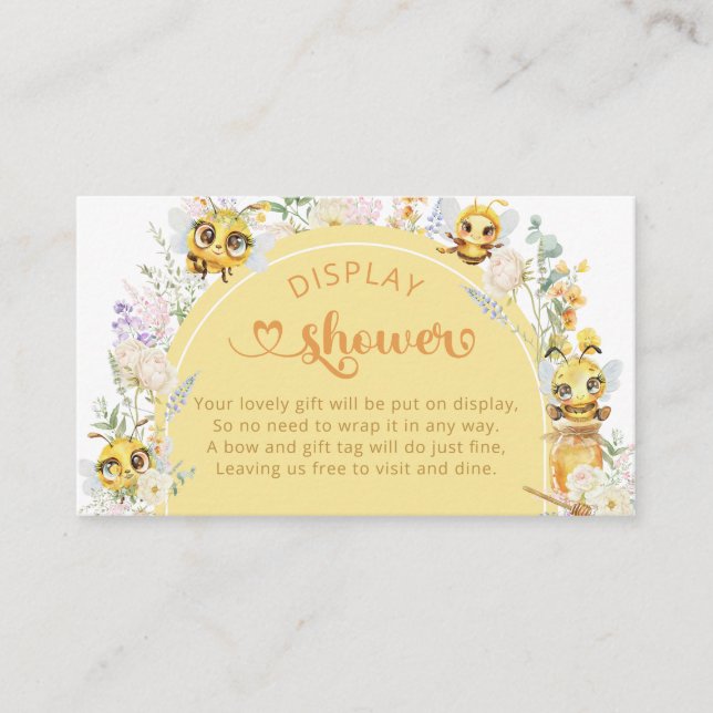 Cute Bee Baby Baby Shower Display Shower Enclosure Card (Front)
