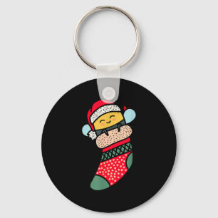 Cute Bee Baby Bumblebee In Christmas Sock Xmas Paj Keychain