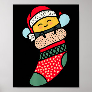 Cute Bee Baby Bumblebee In Christmas Sock Xmas Paj Poster