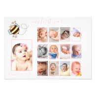 Cute Bee Baby Girl My First Year Photo Wall Decor