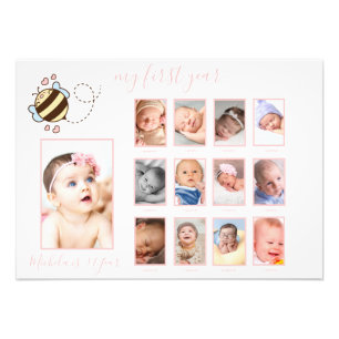 Cute Bee Baby Girl My First Year Photo Wall Decor