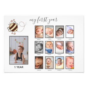 Cute Bee Baby My First Year Photo Kids'Wall Decor