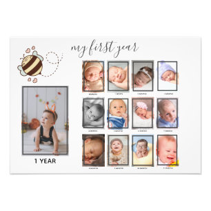 Cute Bee Baby My First Year Photo Kids'Wall Decor Print