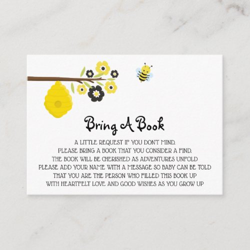  Cute Bee Baby Shower Bee Hive Bring A Book Enclosure Card