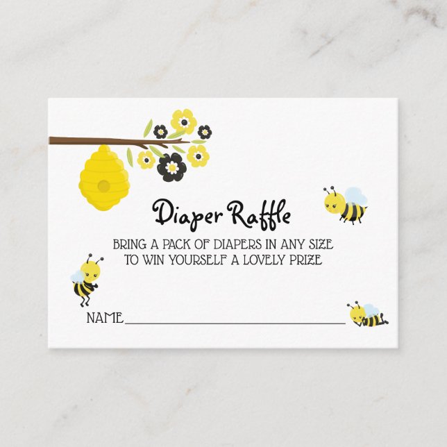 *~* Cute Bee Baby Shower Bee Hive Diaper Raffle Enclosure Card (Front)