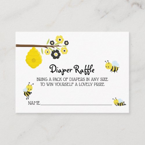  Cute Bee Baby Shower Bee Hive Diaper Raffle Enclosure Card