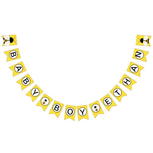 Cute Bee Baby Shower Bunting Flag for Baby Boy