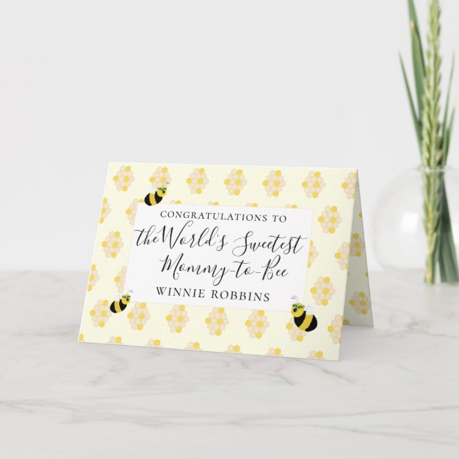 Cute Bee Baby Shower Congratulations Mommy-to-Bee Card (Front)