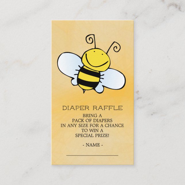 Cute Bee Baby Shower Diaper Raffle Ticket Enclosure Card (Front)