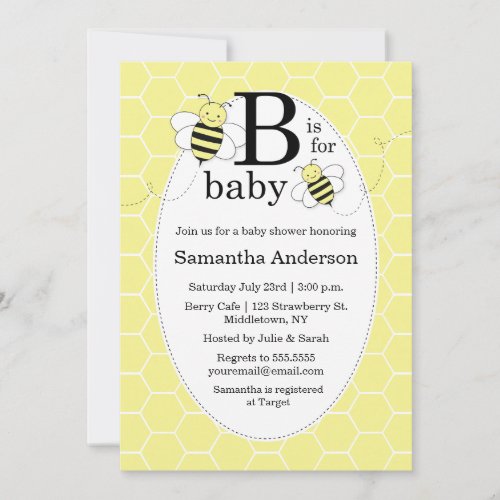 Cute Bee Baby Shower Invitation - Gender Neutral