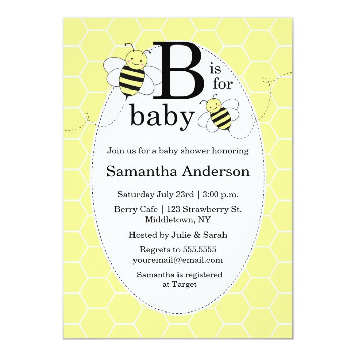 Cute Bee Baby Shower Invitation Gender Neutral