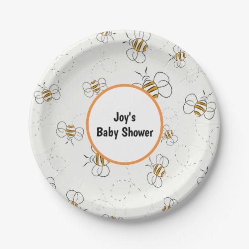 Cute Bee Baby Shower Paper Plates