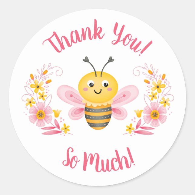 Cute Bee Baby Shower Thank You Sticker (Front)
