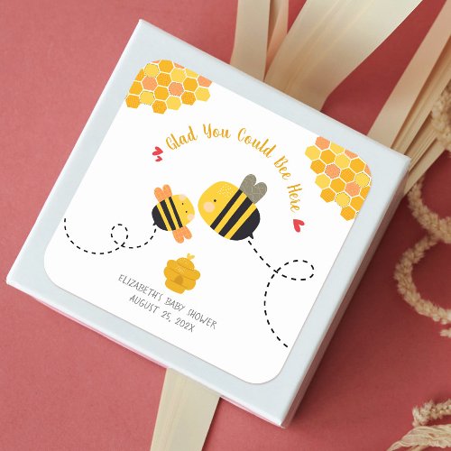 Cute Bee Baby Shower Thanks for Being Here Kawaii Square Sticker