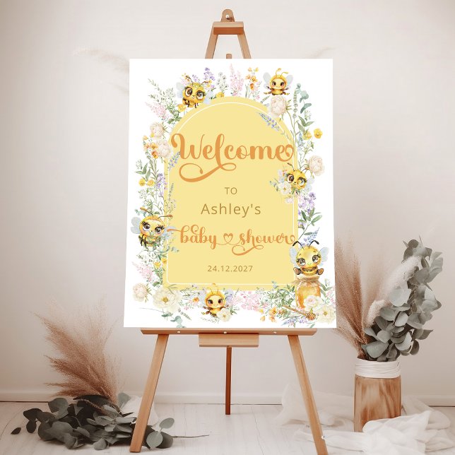 Cute Bee Baby Shower Welcome Foam Board (Creator Uploaded)