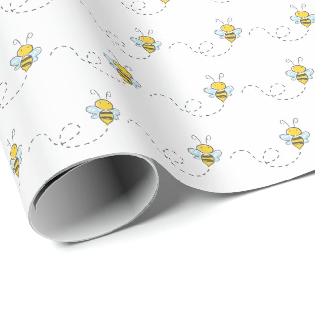 Cute Bee Baby Shower Wrapping Paper (Roll Corner)