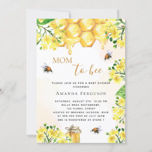 Cute Bee Baby shower yellow florals mom to bee Invitation