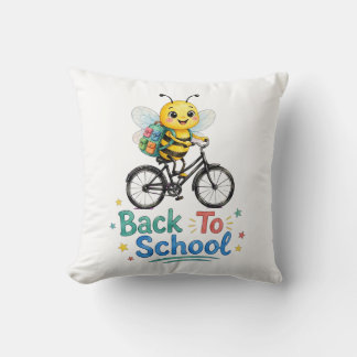 Cute Bee Back To Schoo Throw Pillow