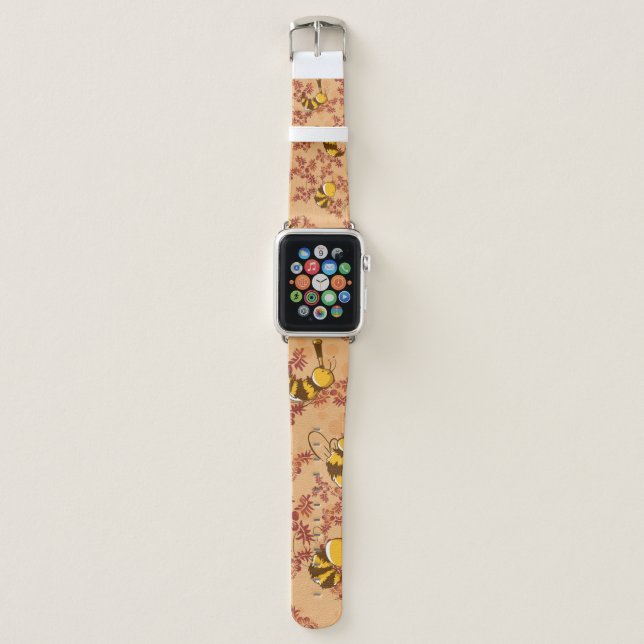 Cute bee background pattern apple watch band (Front)