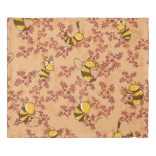 Cute bee background pattern duvet cover