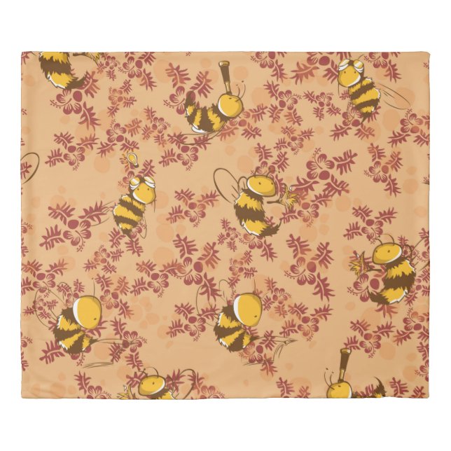 Cute bee background pattern duvet cover (Front)