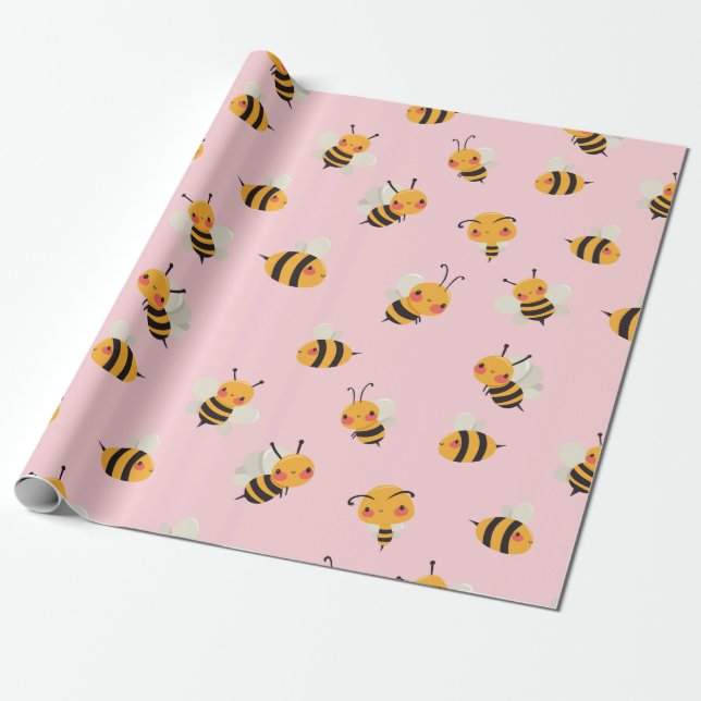 Cute bee bees bzz wrapping paper (Unrolled)