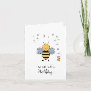 Cute Bee Birthday Card - Cute, Fun, Kawaii Card
