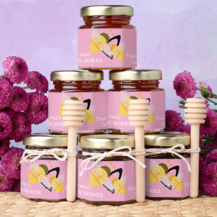 Cute Bee Bridal Shower Pink Honey Jar Favors