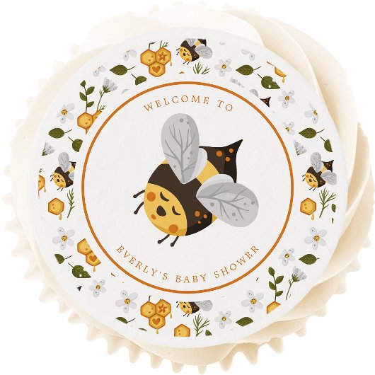 Cute Bee Bumblebee Baby Shower Edible Frosting Rounds