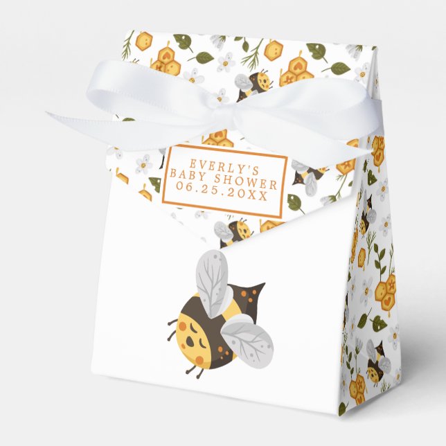 Cute Bee Bumblebee Baby Shower Favor Boxes (Front Side)
