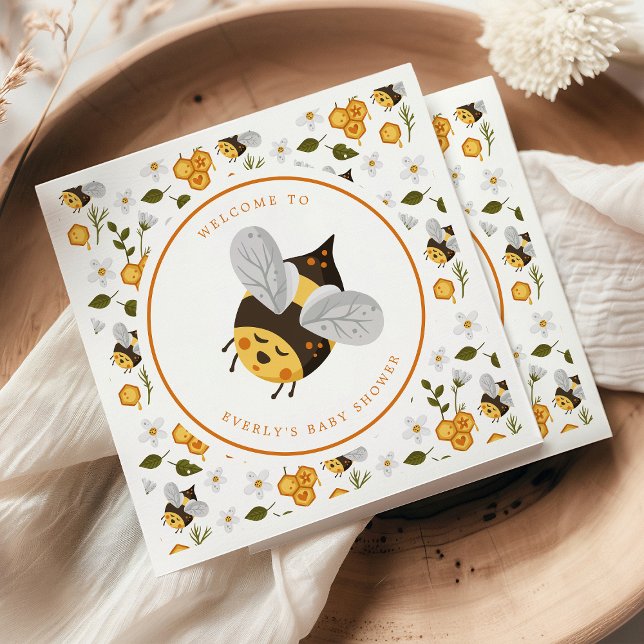 Cute Bee Bumblebee Baby Shower Napkins (Creator Uploaded)