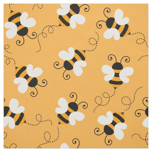 Cute bee / bumblebee pattern fabric. fabric (Swatch)