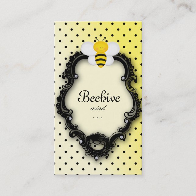 Cute Bee Business Card Polka Dot (Front)