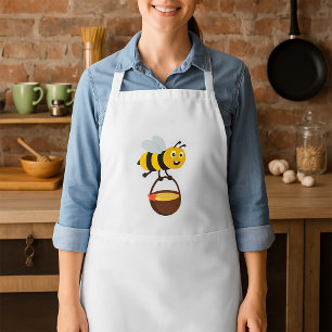 Cute Bee Carrying Honey Pot with Flower Adult Apron