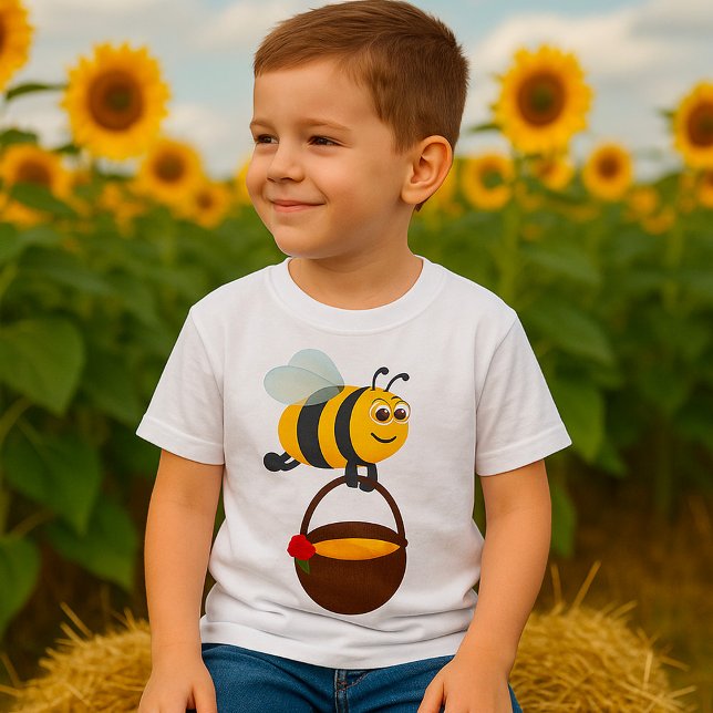 Cute Bee Carrying Honey Pot with Flower T-Shirt (Creator Uploaded)