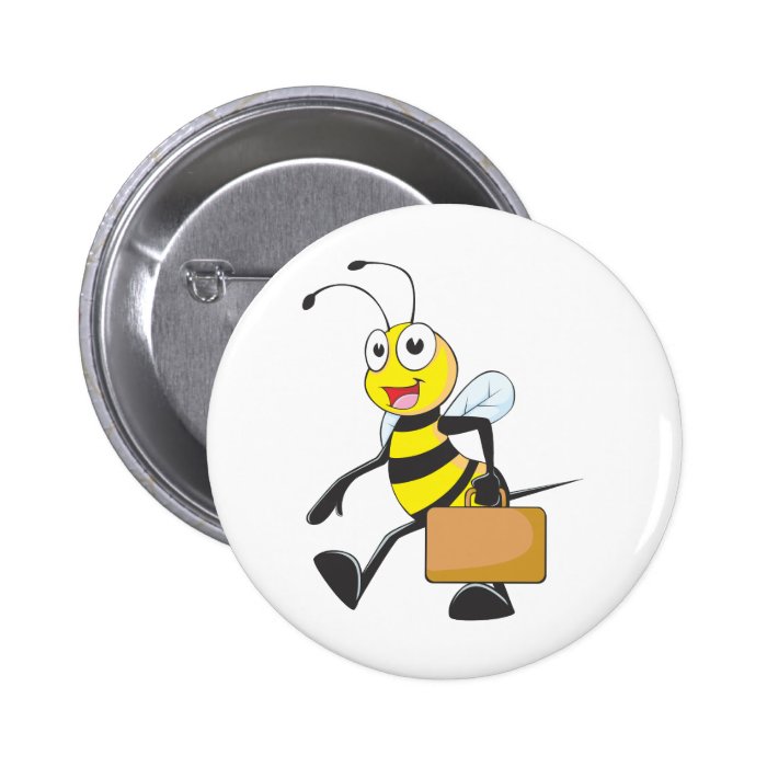 Cute Bee Cartoon Carry Attache Go to Work Office Pins