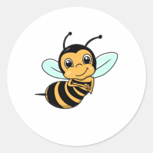 Cute Bee Cartoon Classic Round Sticker